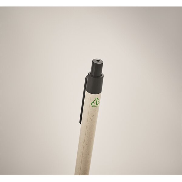 Bild 5 - Druckkugelschreiber schwarz mit Schaft aus recyceltem Milchkarton