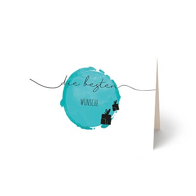 Glckwunschkarte Aquarell Punkt blau