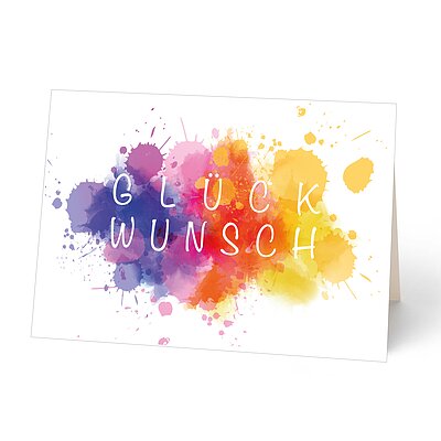 Glckwunschkarte bunte Farbkleckse