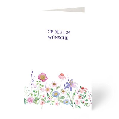 Glckwunschkarte bunte Blumenwiese Aquarell