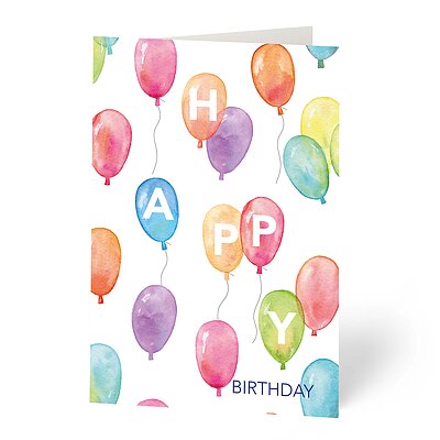 Glckwunschkarte mit Luftballons Aquarell
